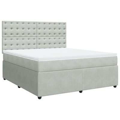 vidaXL Box spring postel s matrací světle šedá 180x200 cm samet