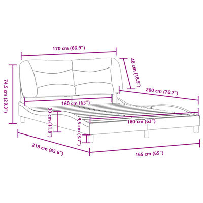 vidaXL Rám postele s čelem černý 160x200 cm umělá kůže