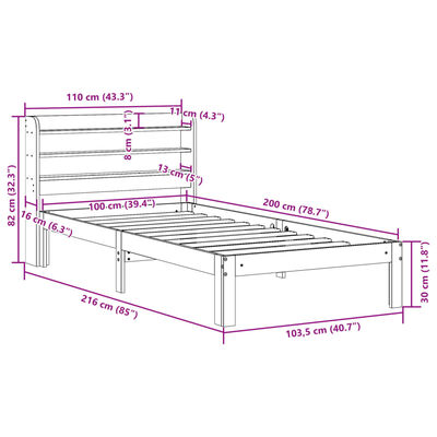 vidaXL Rám postele s čelem bez matrace bílý 100x200 cm