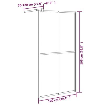 vidaXL Zástěna do průchozí sprchy 100 x 195 cm tmavé tvrzené sklo