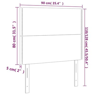 vidaXL Čelo postele s LED světle šedé 90x5x118/128 cm samet