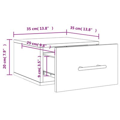 vidaXL Nástěnné noční stolky 2 ks betonově šedé 35 x 35 x 20 cm