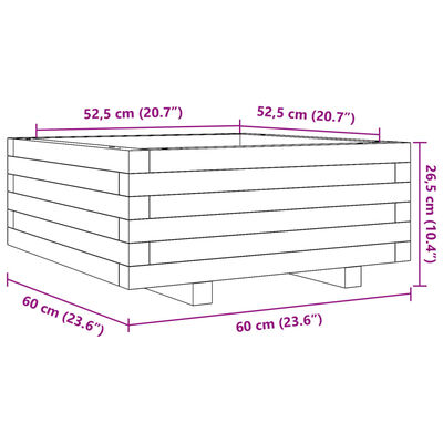 vidaXL Zahradní truhlík bílý 60 x 60 x 26,5 cm masivní borovice