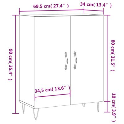 vidaXL Příborník betonově šedý 69,5 x 34 x 90 cm kompozitní dřevo