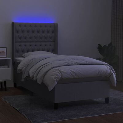 vidaXL Box spring postel s matrací a LED světle šedá 100x200 cm textil