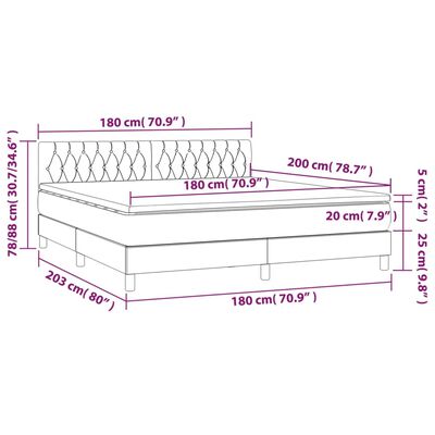 vidaXL Box spring postel s matrací světle šedá 180x200 cm samet