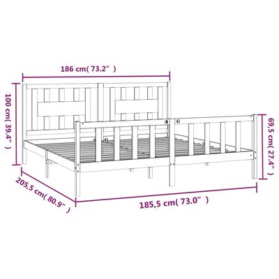 vidaXL Rám postele s čelem černý masivní borovice 180x200cm Super King