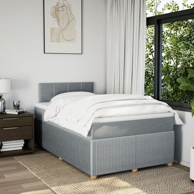 vidaXL Box spring postel s matrací světle šedá 120x190 cm textil