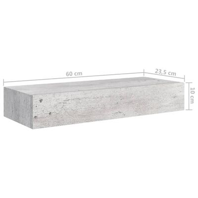 vidaXL Nástěnné police se zásuvkou 2 ks betonově šedé 60x23,5x10cm MDF