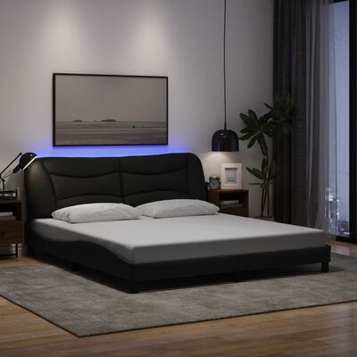 vidaXL Rám postele s LED osvětlením černý 180 x 200 cm textil