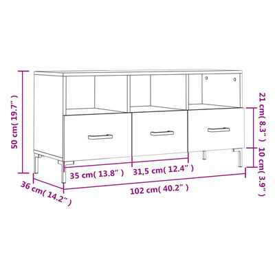 vidaXL TV skříňka kouřový dub 102 x 36 x 50 cm kompozitní dřevo