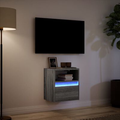 vidaXL Nástěnná TV skříňka s LED osvětlením šedá sonoma 41x31x45 cm