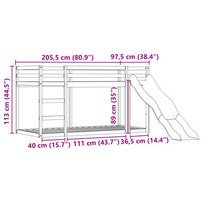 vidaXL Patrová postel se skluzavkou a závěsy modrá 90 x 200 cm