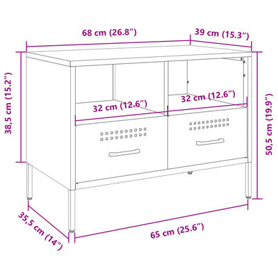 vidaXL TV skříňka hořčicově žlutá 68 x 39 x 50,5 cm ocel