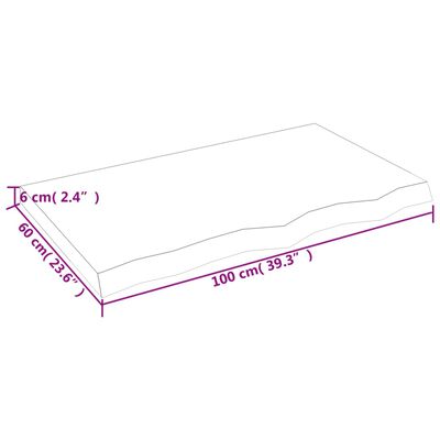 vidaXL Stolní deska 100x60x(2-6) cm neošetřený masivní dubové dřevo