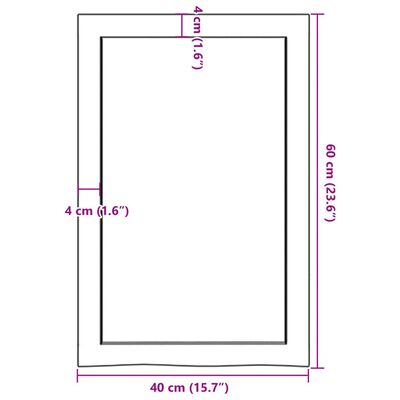 vidaXL Koupelnová deska 40x60x(2-6) cm neošetřené masivní dřevo