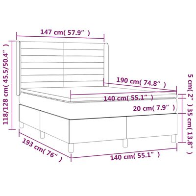 vidaXL Box spring postel s matrací černá 140 x 190 cm samet