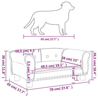 vidaXL Pelíšek pro psy cappuccino 70 x 45 x 30 cm umělá kůže