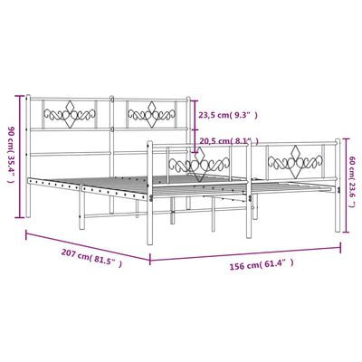 vidaXL Kovový rám postele s hlavovým a nožním čelem bílý 150 x 200 cm