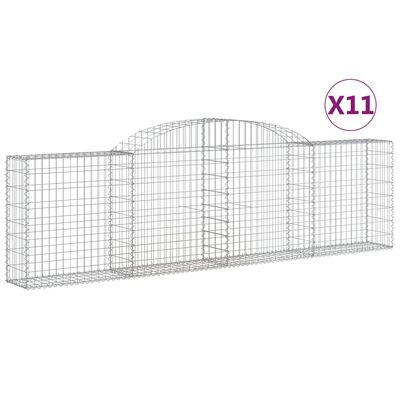 vidaXL Klenuté gabionové koše 11ks 300x30x80/100 cm pozinkované železo