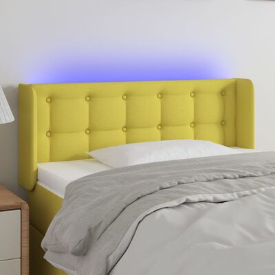 vidaXL Čelo postele s LED zelené 93 x 16 x 78/88 cm textil