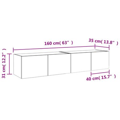 vidaXL Nástěnné TV skříňky s LED osvětlením 2 ks černé 80 x 35 x 31 cm