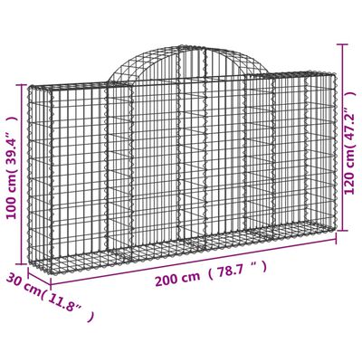 vidaXL Klenuté gabionové koše 40ks 200x30x100/120cm pozinkované železo