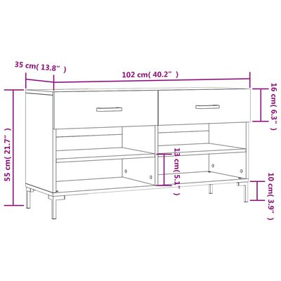 vidaXL Botník bílý s vysokým leskem 102 x 35 x 55 cm kompozitní dřevo