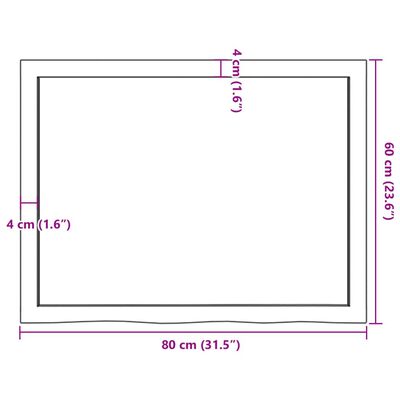 vidaXL Stolní deska 80x60x(2-6) cm neošetřený masivní dubové dřevo