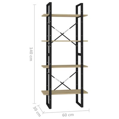 vidaXL Knihovna se 4 policemi dub sonoma 60 x 30 x 140 cm dřevotříska