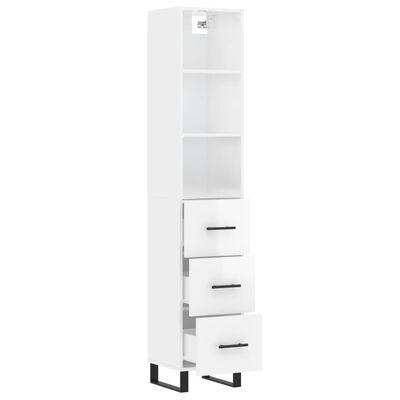 vidaXL Skříň highboard bílá s vysokým leskem 34,5x34x180 cm kompozit