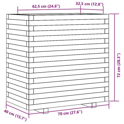 vidaXL Zahradní truhlík bílý 70 x 40 x 72 cm masivní borové dřevo