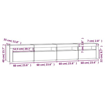 vidaXL TV skříňka s LED osvětlením bílá 240x35x40 cm