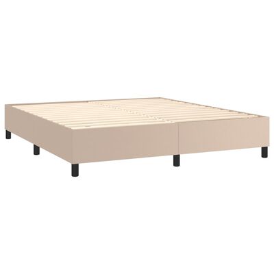 vidaXL Box spring postel matrace a LED cappuccino 160x200cm umělá kůže