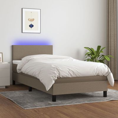 vidaXL Box spring postel s matrací a LED taupe 80 x 200 cm textil