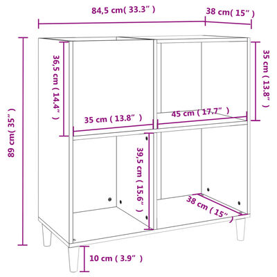 vidaXL Skříňka na LP desky šedá sonoma 84,5x38x89 cm kompozitní dřevo