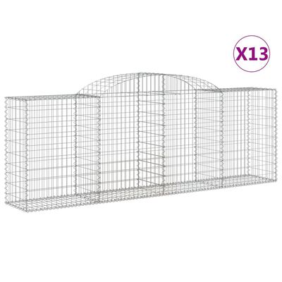 vidaXL Klenuté gabionové koše 13ks 300x50x100/120cm pozinkované železo