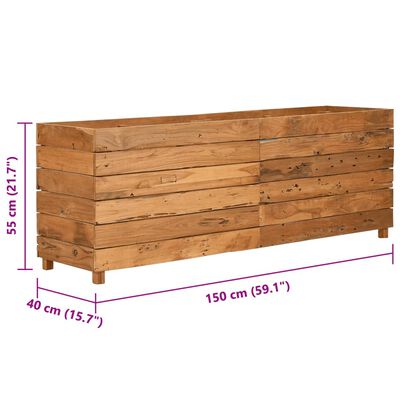 vidaXL Vyvýšený záhon 150x40x55 cm recyklované teakové dřevo a ocel