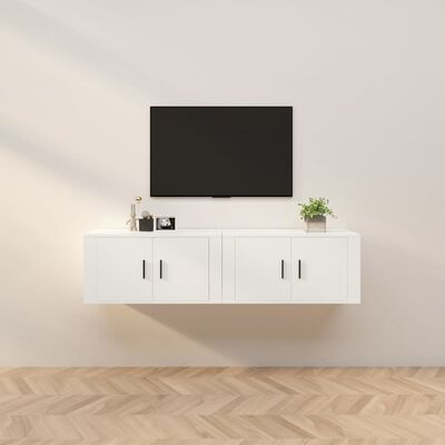 vidaXL Nástěnné TV skříňky 2 ks bílé 80 x 34,5 x 40 cm