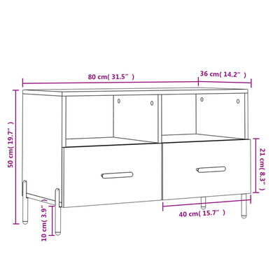 vidaXL TV skříňka černá 80 x 36 x 50 cm kompozitní dřevo