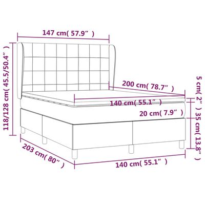 vidaXL Box spring postel s matrací tmavě zelená 140x200 cm samet