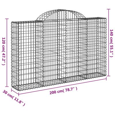 vidaXL Klenuté gabionové koše 15ks 200x30x120/140cm pozinkované železo