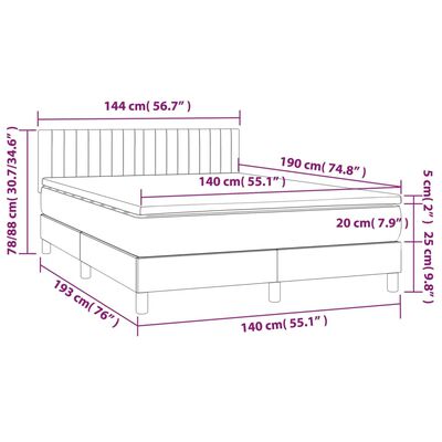 vidaXL Box spring postel s matrací černá 140 x 190 cm samet