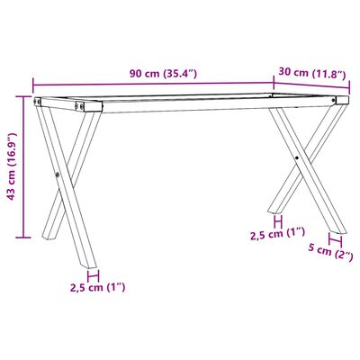 vidaXL Nohy ke konferenčnímu stolu X rám 90 x 30 x 43 cm litina