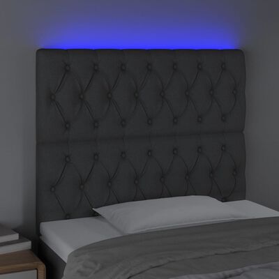 vidaXL Čelo postele s LED tmavě šedé 100x7x118/128 cm textil