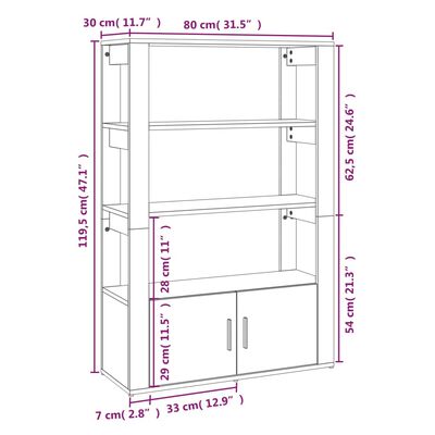 vidaXL Příborník černý 80x30x119,5 cm kompozitní dřevo