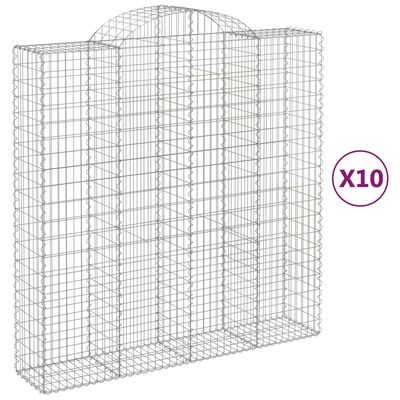 vidaXL Klenuté gabionové koše 10ks 200x50x200/220cm pozinkované železo