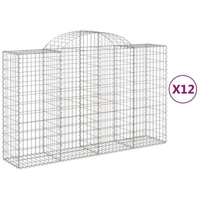 vidaXL Klenuté gabionové koše 12ks 200x50x120/140cm pozinkované železo