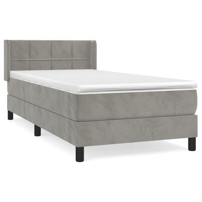 vidaXL Box spring postel s matrací světle šedá 90x190 cm samet