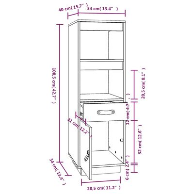 vidaXL Skříň highboard medově hnědá 34x40x108,5 cm masivní borovice